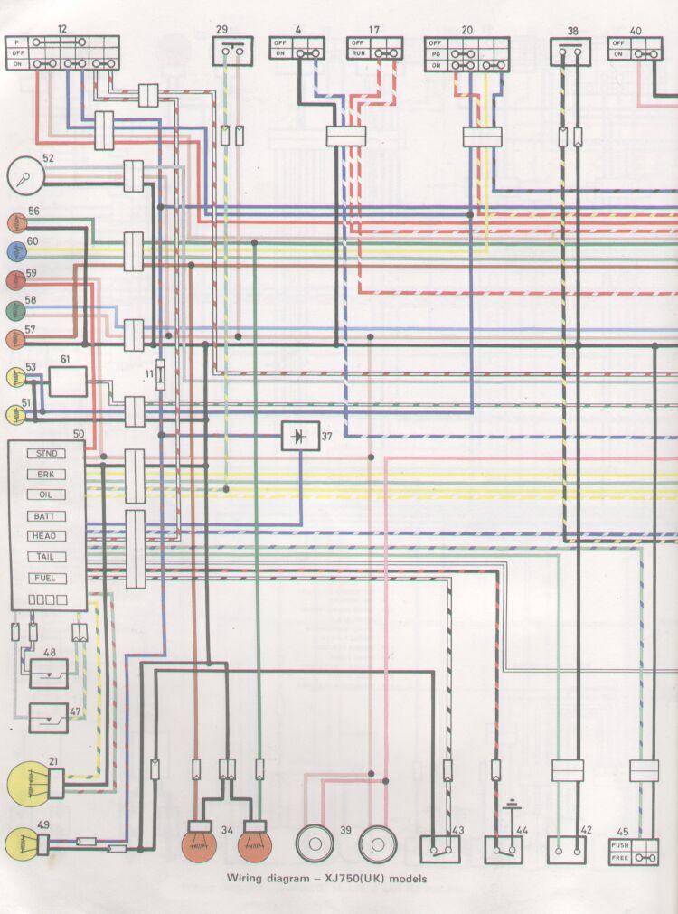 XJ Electrical diagrams.  Yamaha Xj750 Maxim Wiring Diagram    members.tripod.com