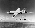 Famous photograph taken by Lt. R.A. Bob Hoover as Chuck flew by Hoover's FP-80. This photograph was taken on October 14th 1947. Signed by General Cardenas and General Yeager.