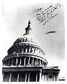General Cardenas flies over the US Capitol Dome after a flight down Pennsylvania Avenue at the request of President Truman. February.