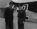 John Wayne, Janet Leigh & Fred J. Ascani with X-1 at Edwards AFB on the set of RKO movie JET PILOT. From General Ascani's private collection