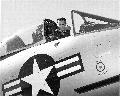 Fred in the cockpit of Chance-Vought F-7U. Fred made the first supersonic flight of this aircraft in a dive over Dallas. From General Ascani's private collection