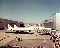 At the rollout of the #1 aircraft North American XB-70 Valkyrie. Circa 1961-62, see the person on the podium (Fred J. Ascani). From General Ascani's private collection