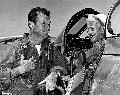 Jackie Cochran in the cockpit of the Canadair F-86 with Chuck Yeager. Courtesay AFFTC History Office