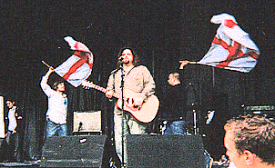 Tim and Chops wave the English flag