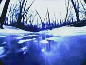 "The Pod" video still of a frozen creek