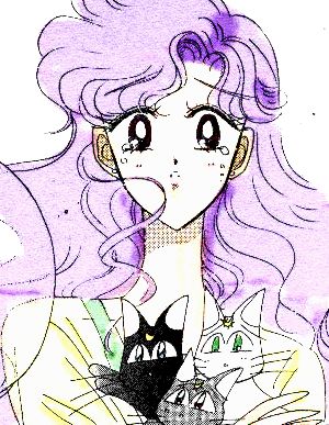 Ikuko holding the cats after she inadvertantly adopts them all.
