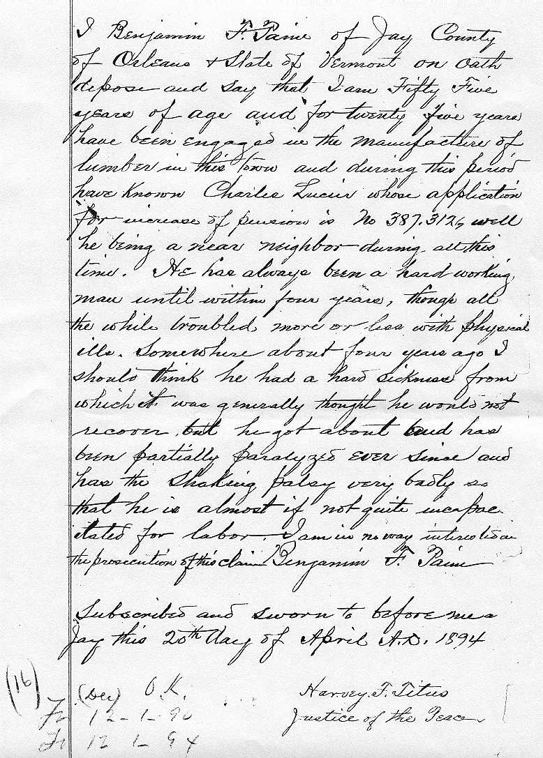 Deposition of Benjamin F. Paine.