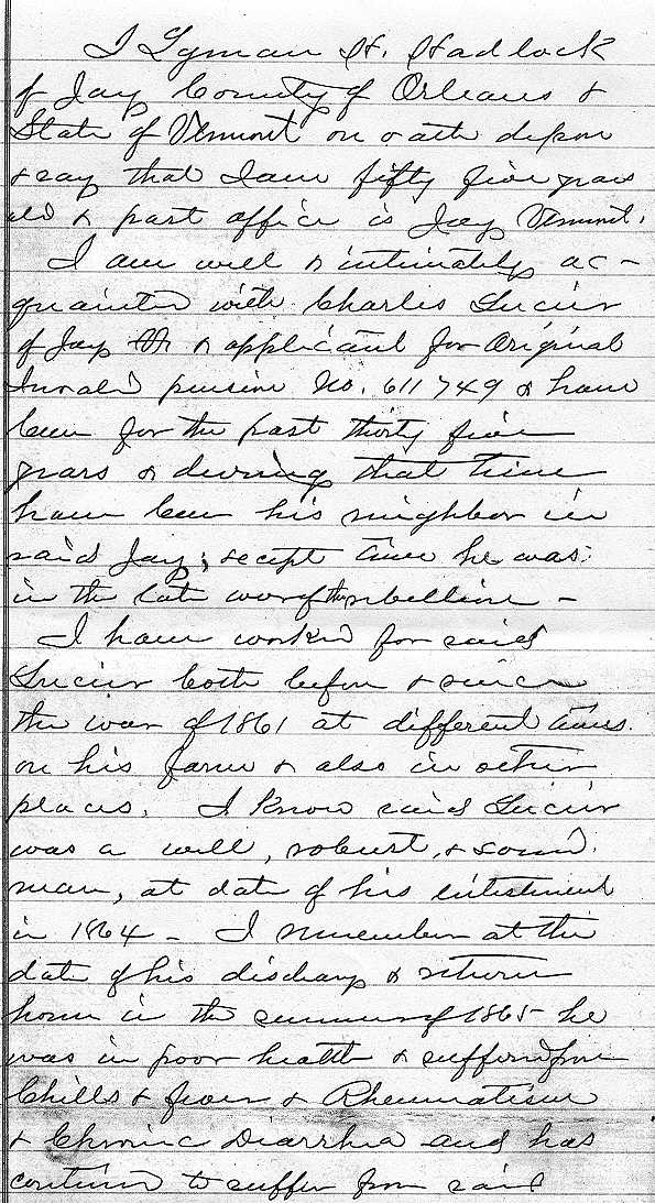 Deposition of Lyman H. Hadlock,Page 1 of 4.