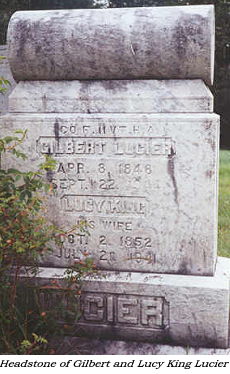 Headstone of Gilbert and Lucy King Lucier