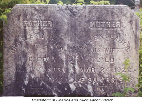 Headstone of Charles and Ellen Labor Lucier