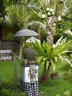 Balinese shrine with offerings