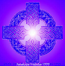 blue glowing celtic cross