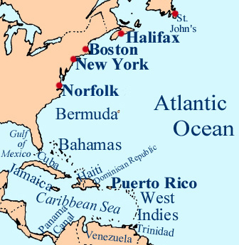 Map Caribbean to St. John's
