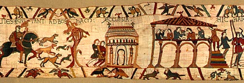 Bayeux Tapestry, panel 2: Harold leads the way to the port of Bosham