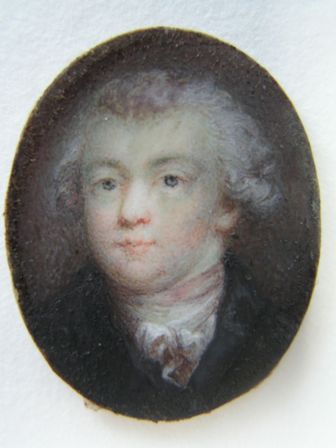  by Grassi; Miniature painting on ivory, in a brass frame beneath glass, inset in a snuff box made of tortoiseshell, 1783?, oval: 3 x 2.5 cm, Salzburg, ISM, Mozart Museums and Archives 