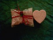 rose bath salts and rose heart shaped soap