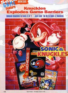 Sonic &amp; Knuckles ad featuring Knuckles from Sega Visions...thanks Mary!