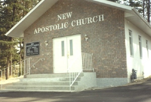 Brick face wall at a church.