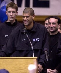 (c) AP ~Duke's Mike Dunleavy, Left, and Coach Mike Krzyzewski 