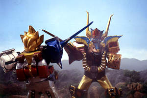 Animus Megazord duels the Wild Force Megazord