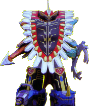 Icarus Megazord using its wings as a shield