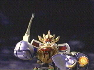 Wild Force Megazord (Sword And Shield Mode) performing the Pachadern Crusher