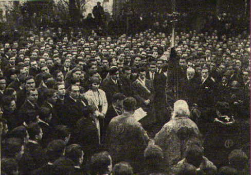 Sfintirea drapelului Centrului Studentesc Bucuresti la 10 Decembrie 1926