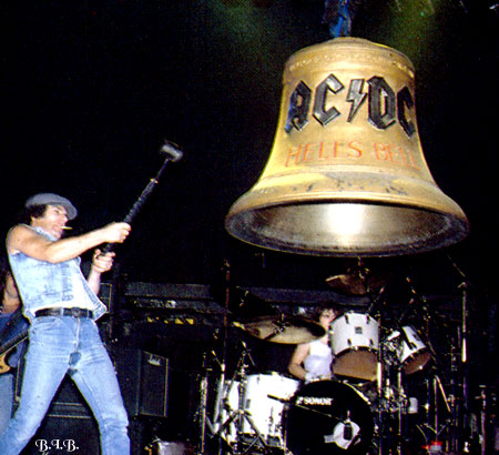 Brian hitting the AC/DC Hell's Bell