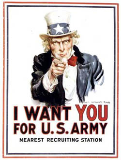 Cartaz de alistamento militar dos EUA na Segunda Guerra Mundial