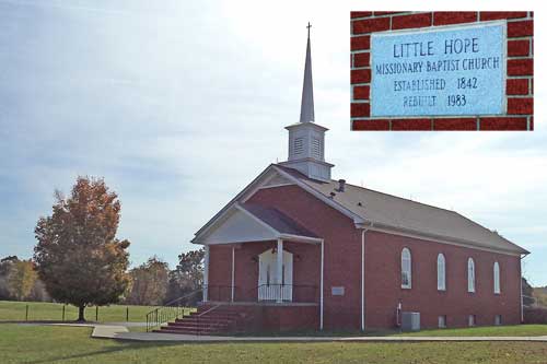 NoHoCC01.jpg Little Hope Missionary Baptist Church, established 1842, rebuilt 1983