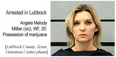 Arrested in Lubbock: Angela Melody Millier (sic), WF, 20: Possession of marijuana (Lubbock County, Texas, Detention Center photos)