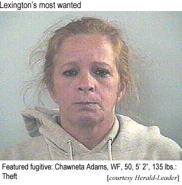 Lexington's most wanted: Featured fugitive Chawneta Adams, WF, 50, 5'2", 135 lbs, theft (Herald-Leader)