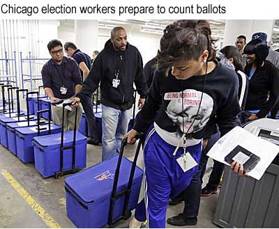Chicago election workers prepare to count ballots