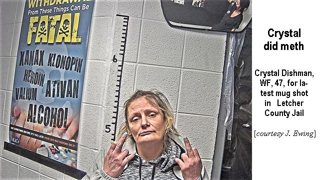 dishmanc.jpg Crystal did meth, Crystal Dishman, 47, for latest mug shot in Letcher County Jail (J. Ewing)
