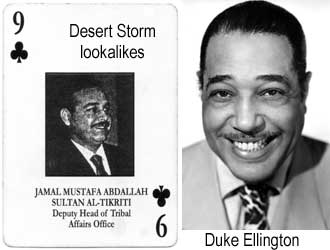 Desert Storm lookalikes: Jamal Mustafa Abdallah Sultan Al-tikriti, Deputy Head of Tribal Affairs Office; Duke Ellington