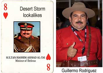 Desert Storm lookalikes: Sultan Hashim Ahmad Al-Tai, Minister of Defense; Guilermo Rodriguez