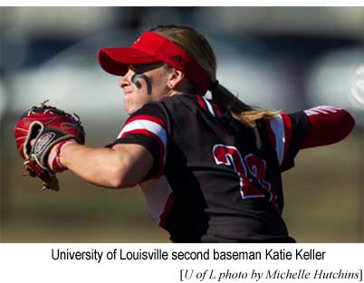 University of Louisville second baseman Katie Keller (U of L photo by Michelle Hutchins)