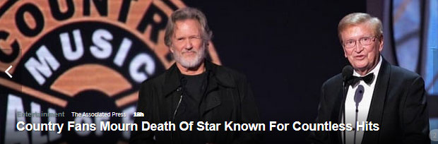 krisbrad.jpg Country fans mourn death of star known for countless hits