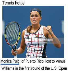 Tennis hottie: Monica Puig, of Puerto Rico, lost to Venus Williams in the first round of the U.S. Open