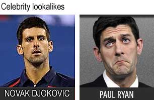 Celebrity lookalikes: Novak Djokovic, Paul Ryan