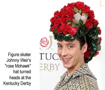 Figure skater Johnny Weir's "rose Mohawk" hat turned heads at the Kentucky Derby