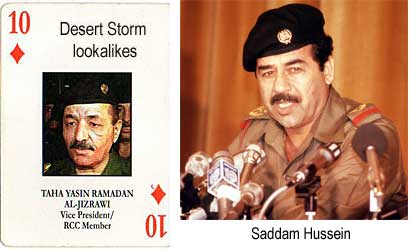 Desert Storm lookalikes: Taha Yasin Ramadan Al-Jizrawi, vice president / RCC member; Saddam Hussein