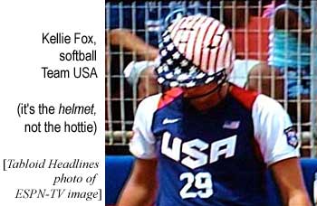 Kellie Fox, softball Team USA (it's the helmet, not the hottie) (Tabloid Headlines photo of ESPN-TV image)