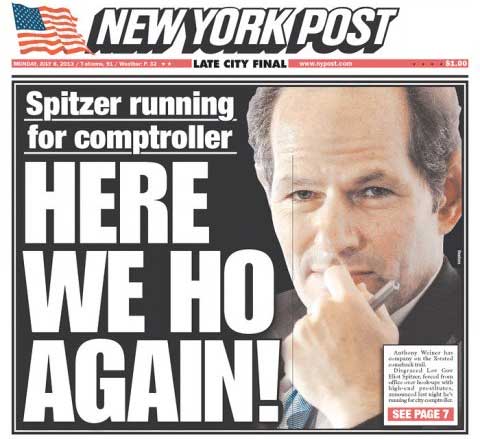 Spitzer running for comptroller: Here we ho again! (NY Post)