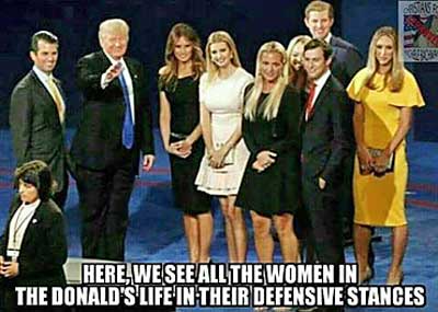 strumpos.jpg Here: See all the women in the Donald's life assume their defensive stances