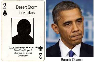 Desert Storm lookalikes: Ugla Abid Saqr Al-Kubaysi, Ba'th Party Regional Chairman for Maysan Governorate; Barack Obama