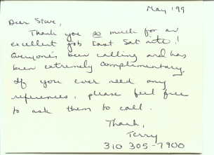 Terry's Thank U Note & Compliment!