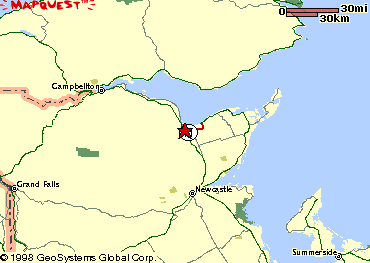 map of Bathurst,N.B. and the Bay Chaleur