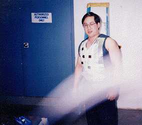 photo of me wearing squib vest used to simulate bullet hits