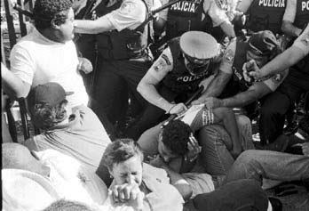 Abuso: La Mano del Polica Rocea Pepper Spray.